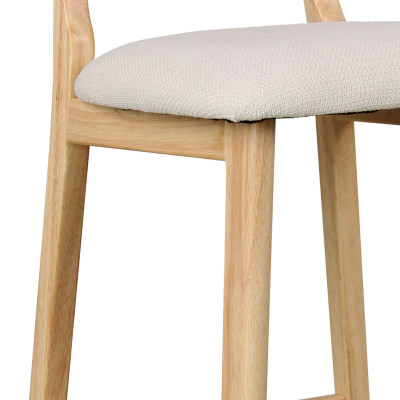 CLIFF-Tabouret de bar, Tissu SoftCellar Ecru et bois naturel (x2)