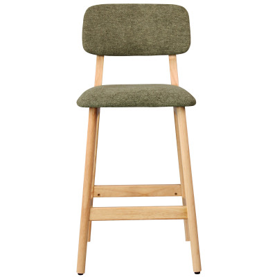 CLIFF-Tabouret de bar, Tissu SoftCellar Sauge et bois naturel (x2)