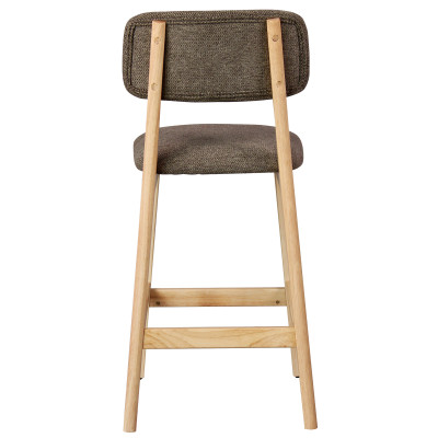 CLIFF-Tabouret de bar, Tissu SoftCellar Taupe et bois naturel (x2)