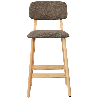 CLIFF-Tabouret de bar, Tissu SoftCellar Taupe et bois naturel (x2)