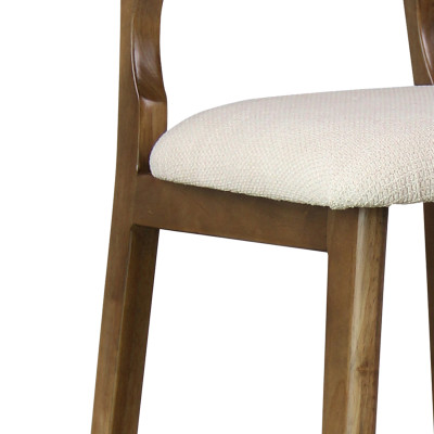 CLIFF-Tabouret de bar,Tissu SoftCellar Ecru et bois teinté noyer (x2)