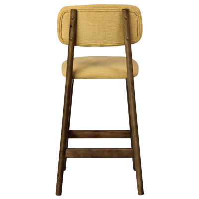 CLIFF-Taburete de bar, tela azafrán y madera nogal (x2)