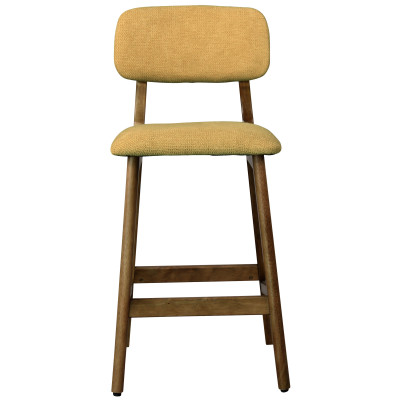 CLIFF-Tabouret de bar,Tissu SoftCellar Safran bois teinté noyer (x2)