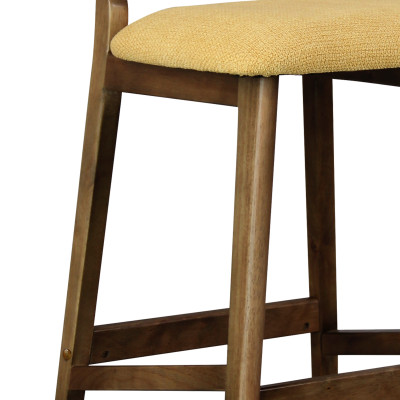 CLIFF-Taburete de bar, tela azafrán y madera nogal (x2)