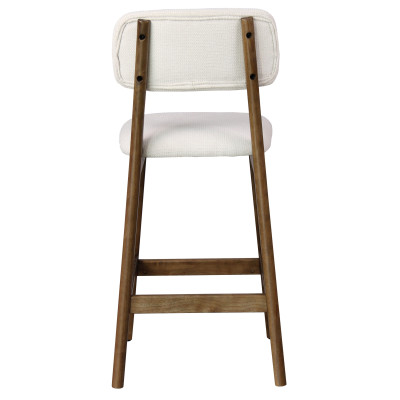 CLIFF-Tabouret de bar,Tissu SoftCellar Ecru et bois teinté noyer (x2)