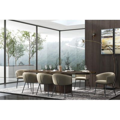 ALVIN-Silla de tela beige y metal negro