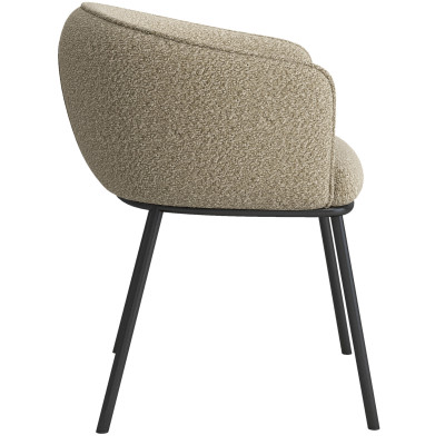 ALVIN-Sedia in tessuto beige e metallo nero