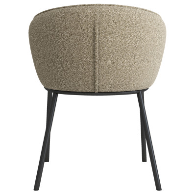 ALVIN-Sedia in tessuto beige e metallo nero