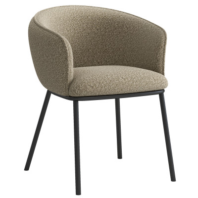 ALVIN-Sedia in tessuto beige e metallo nero