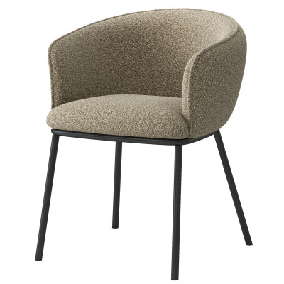 ALVIN-Sedia in tessuto beige e metallo nero