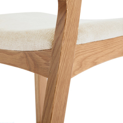 TINO-Tabouret de bar en Chêne massif et tissu Bliss Ecru