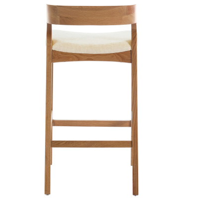 TINO-Tabouret de bar en Chêne massif et tissu Bliss Ecru