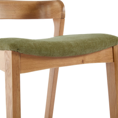 TINO-Tabouret de bar en Chêne massif naturel et tissu Bliss Sauge