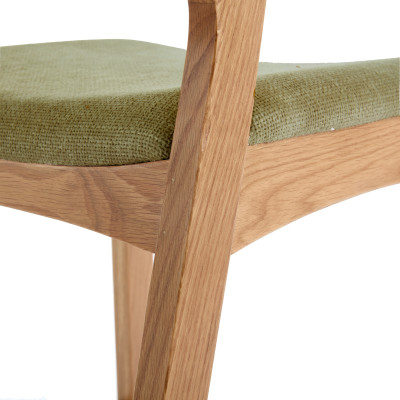 TINO-Tabouret de bar en Chêne massif naturel et tissu Bliss Sauge