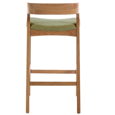 TINO-Tabouret de bar en Chêne massif naturel et tissu Bliss Sauge