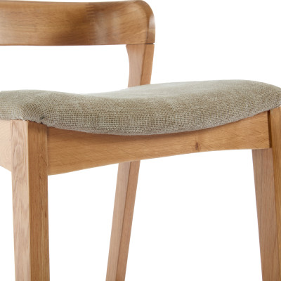 TINO-Barhocker aus massiver Eiche und Bliss Sable-Stoff