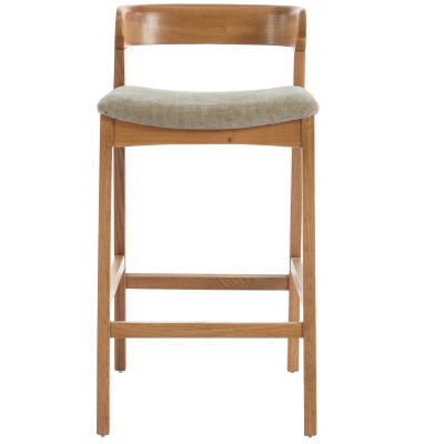 TINO-Tabouret de bar en Chêne massif et tissu Bliss Sable