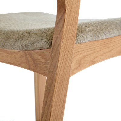 TINO-Barhocker aus massiver Eiche und Bliss Sable-Stoff