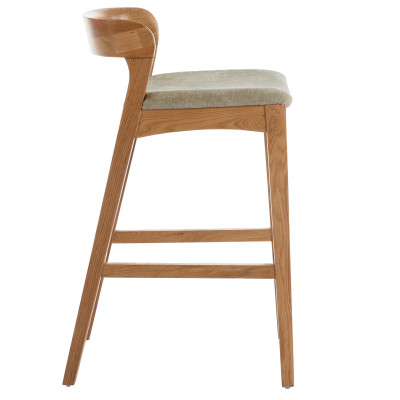 TINO-Tabouret de bar en Chêne massif et tissu Bliss Sable