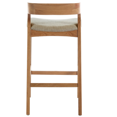 TINO-Tabouret de bar en Chêne massif et tissu Bliss Sable