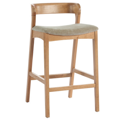 TINO-Taburete de bar de roble macizo y tejido Bliss Sable