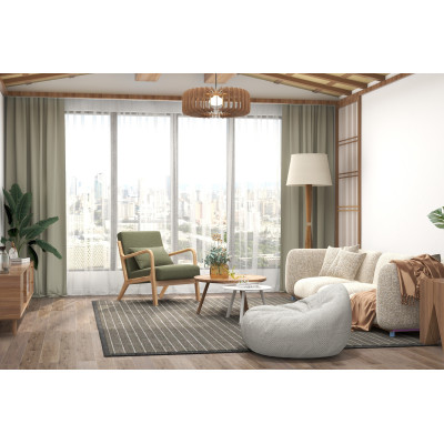 ZACK-Fauteuil en tisssu SoftCellar Sauge et bois naturel