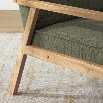 DOUGLAS-Poltrona in tessuto verde e legno naturale