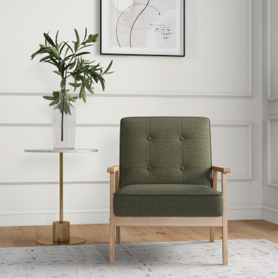 DOUGLAS-Fauteuil en tisssu SoftCellar Sauge et bois naturel