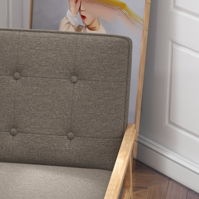 DOUGLAS-Fauteuil en tisssu SoftCellar Taupe et bois naturel