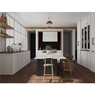 CLIFF-Tabouret de bar, Tissu SoftCellar Sauge et bois naturel (x2)