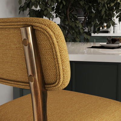 CLIFF-Tabouret de bar,Tissu SoftCellar Safran bois teinté noyer (x2)