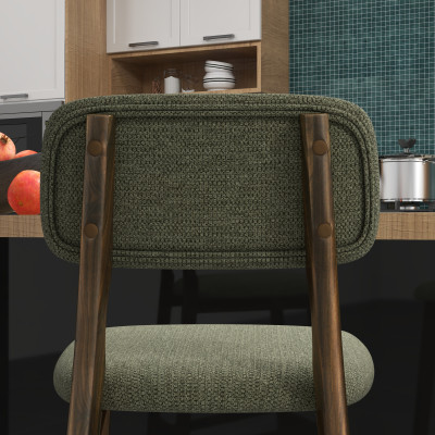 CLIFF-Tabouret de bar,Tissu SoftCellar Sauge et bois teinté noyer (x2)