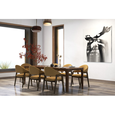 WOOL-Chaise Safran en tisssu SoftCellar et Frêne teinté noyer (x2)