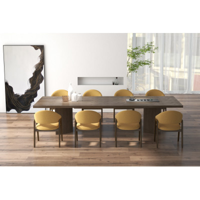 WOOL-Chaise Safran en tisssu SoftCellar et Frêne teinté noyer (x2)