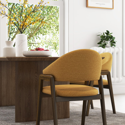 WOOL-Silla de fresno teñido de amarillo y nogal (x2)