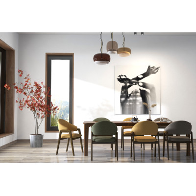 WOOL-Chaise Safran en tisssu SoftCellar et Frêne teinté noyer (x2)