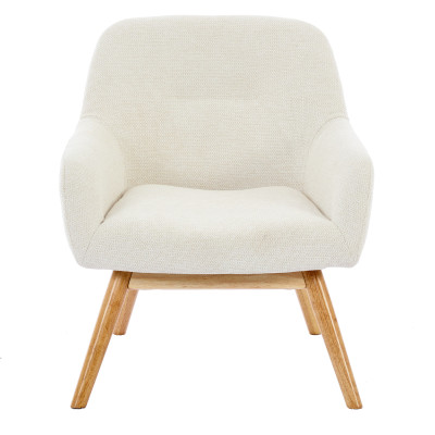 MALMO-Fauteuil en tisssu SoftCellar Sable et bois naturel