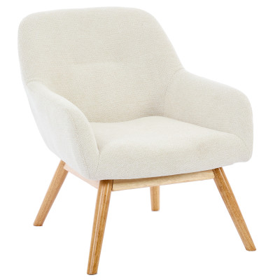 MALMO-Fauteuil en tisssu SoftCellar Sable et bois naturel