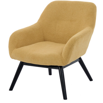 MALMO-Fauteuil en tisssu SoftCellar Safran et bois noir
