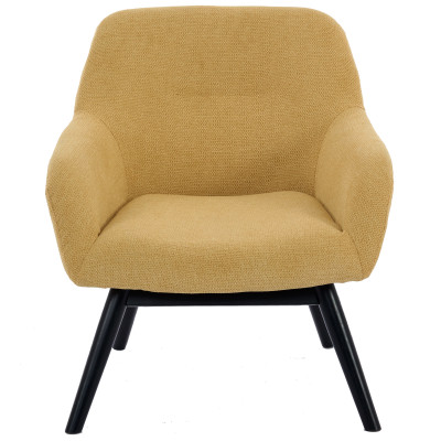MALMO-Fauteuil en tisssu SoftCellar Safran et bois noir