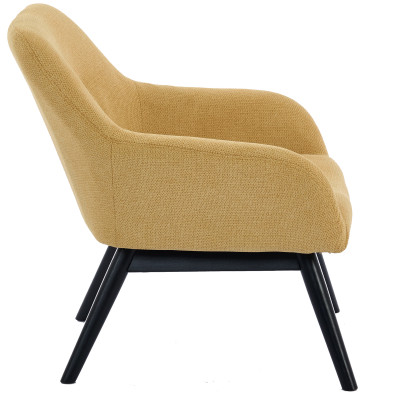 MALMO-Fauteuil en tisssu SoftCellar Safran et bois noir