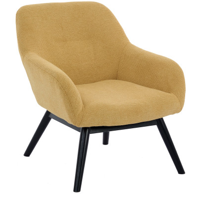 MALMO-Fauteuil en tisssu SoftCellar Safran et bois noir