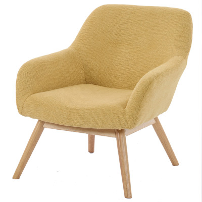 MALMO-Fauteuil en tisssu SoftCellar Safran et bois naturel