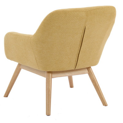 MALMO-Fauteuil en tisssu SoftCellar Safran et bois naturel