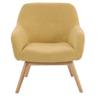 MALMO-Fauteuil en tisssu SoftCellar Safran et bois naturel