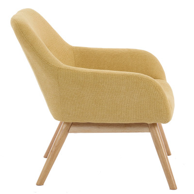 MALMO-Fauteuil en tisssu SoftCellar Safran et bois naturel