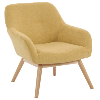 MALMO-Fauteuil en tisssu SoftCellar Safran et bois naturel