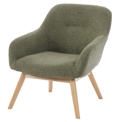 MALMO-Fauteuil en tisssu SoftCellar Sauge et bois naturel