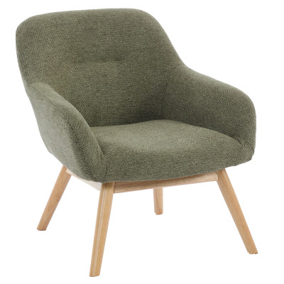 MALMO-Fauteuil en tisssu SoftCellar Sauge et bois naturel