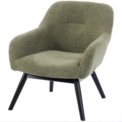 MALMO-Fauteuil en tisssu SoftCellar Sauge et bois noir